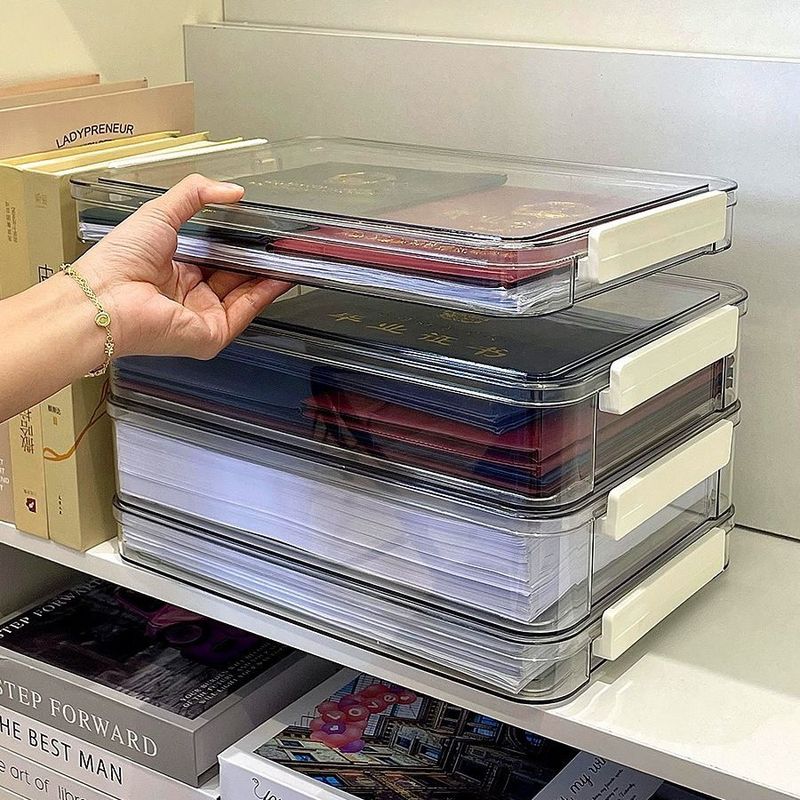 試巻収納箱学覇専属整理箱透明戸口本中学校卒業証明書a4紙書類収納箱|undefined