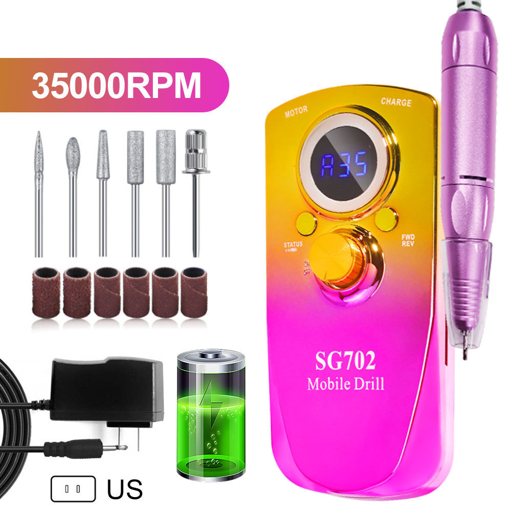 Máquina de manicura portátil, máquina de manicura 35000 rpm, juego de máquina de manicura eléctrica de alta potencia