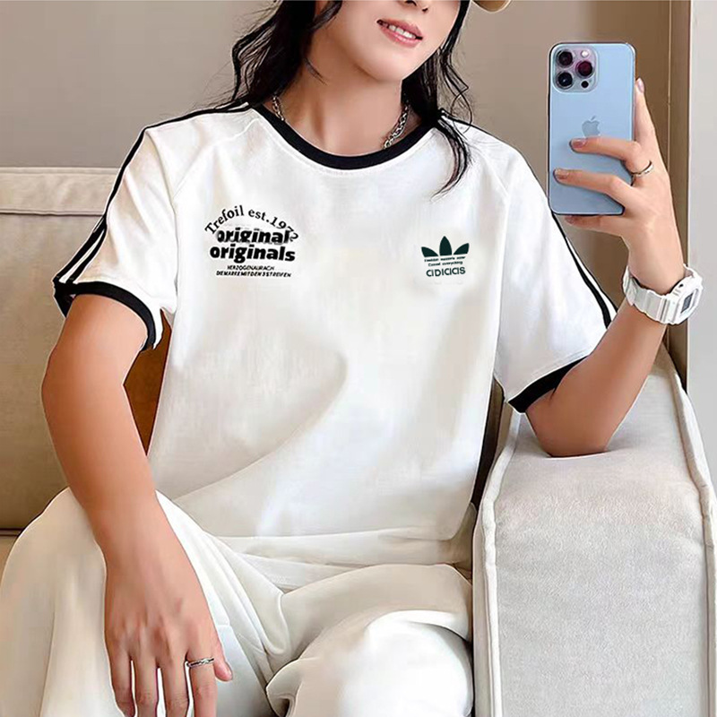 2025 春夏新作 AD クローバー ゆったり快適 スポーツ レジャー 男女兼用 半袖 ラウンドネック Tシャツ カップル着用|undefined