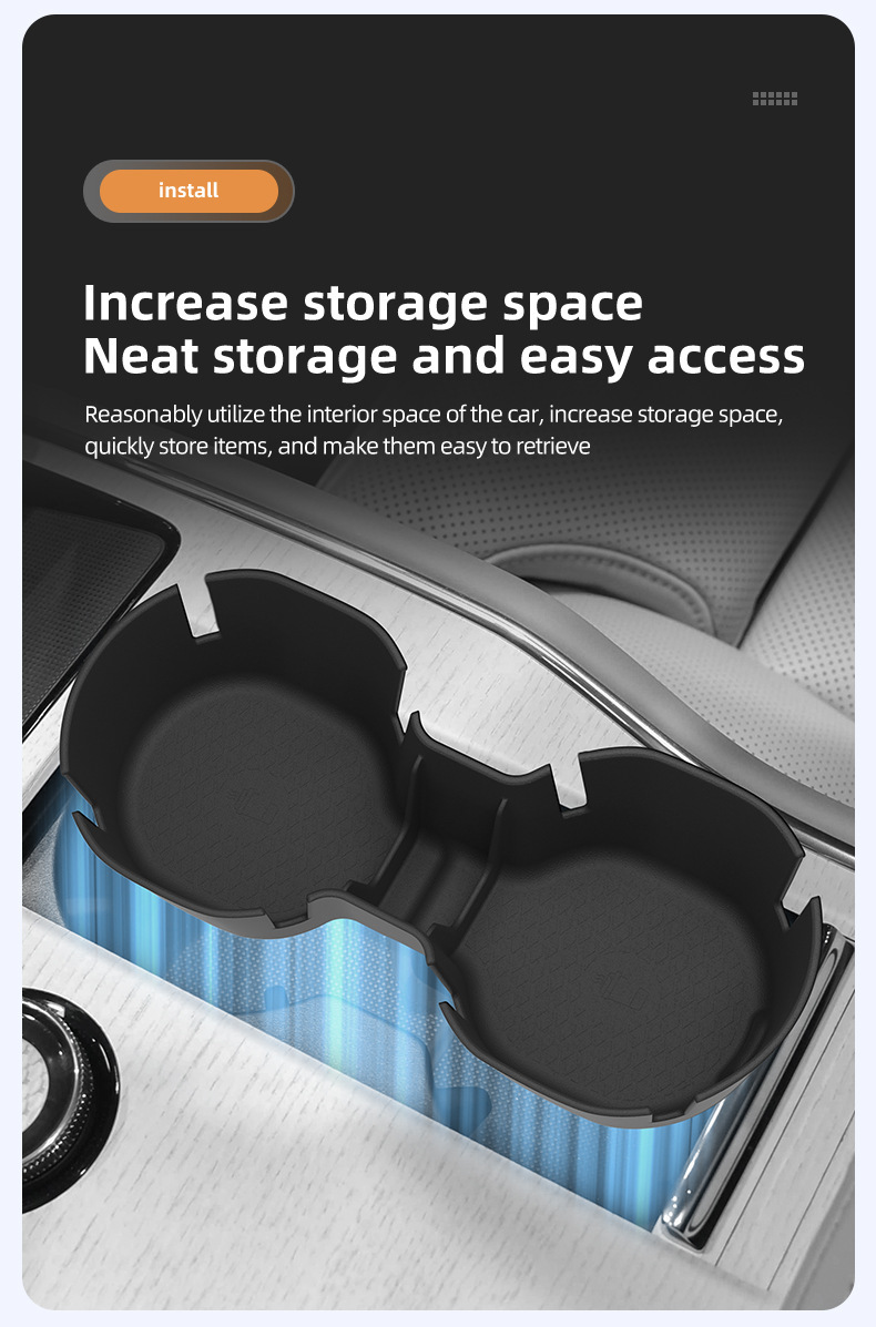 Suitable for 25 Volvo EX90 models, central console cup holder protective anti-slip mat, car-specific interior modification accessories