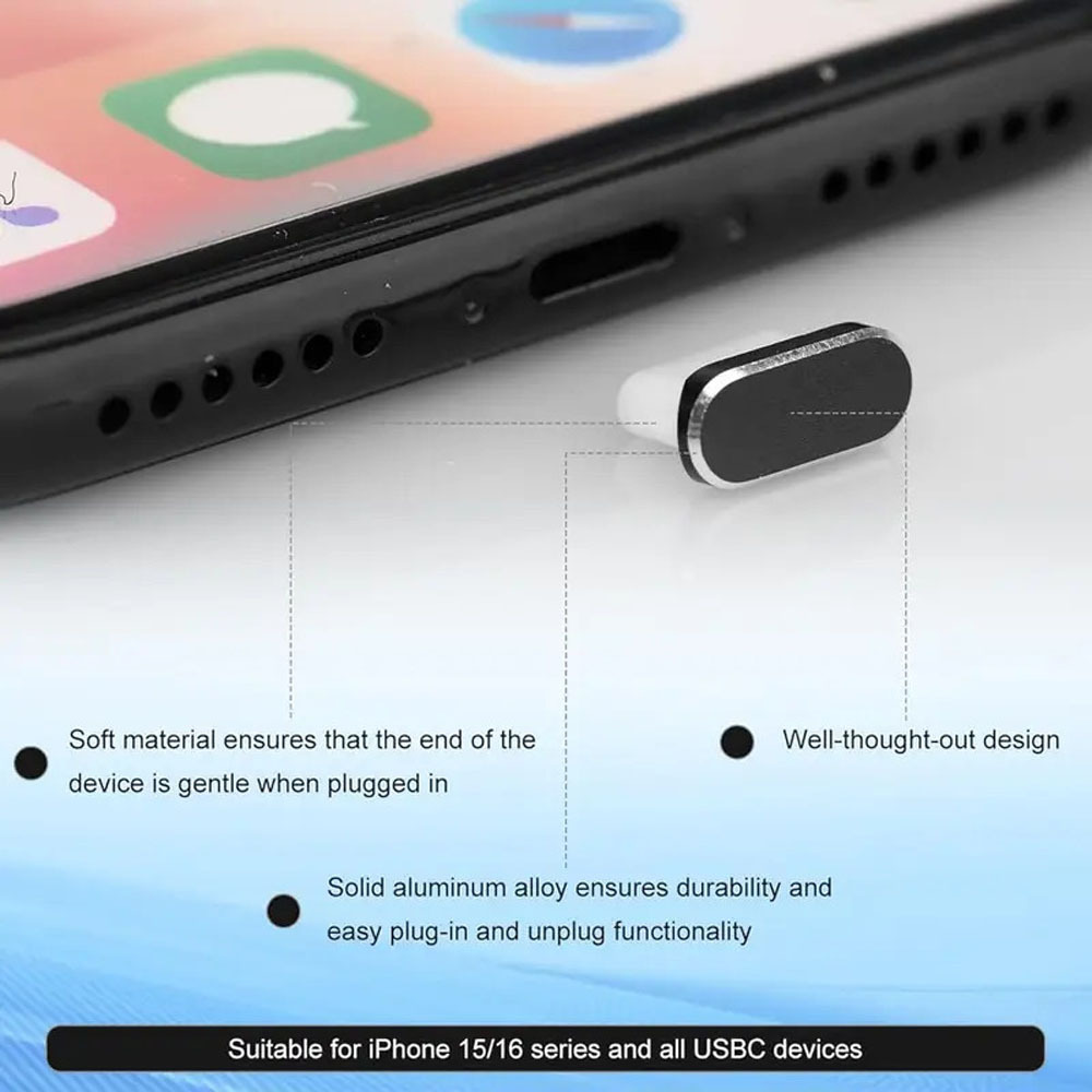 Telefon Toz Koruma Tıpası Seti USB C Toz Koruma Tıpası iPhone 15 / 16 için Toz Koruma Temizleme Seti