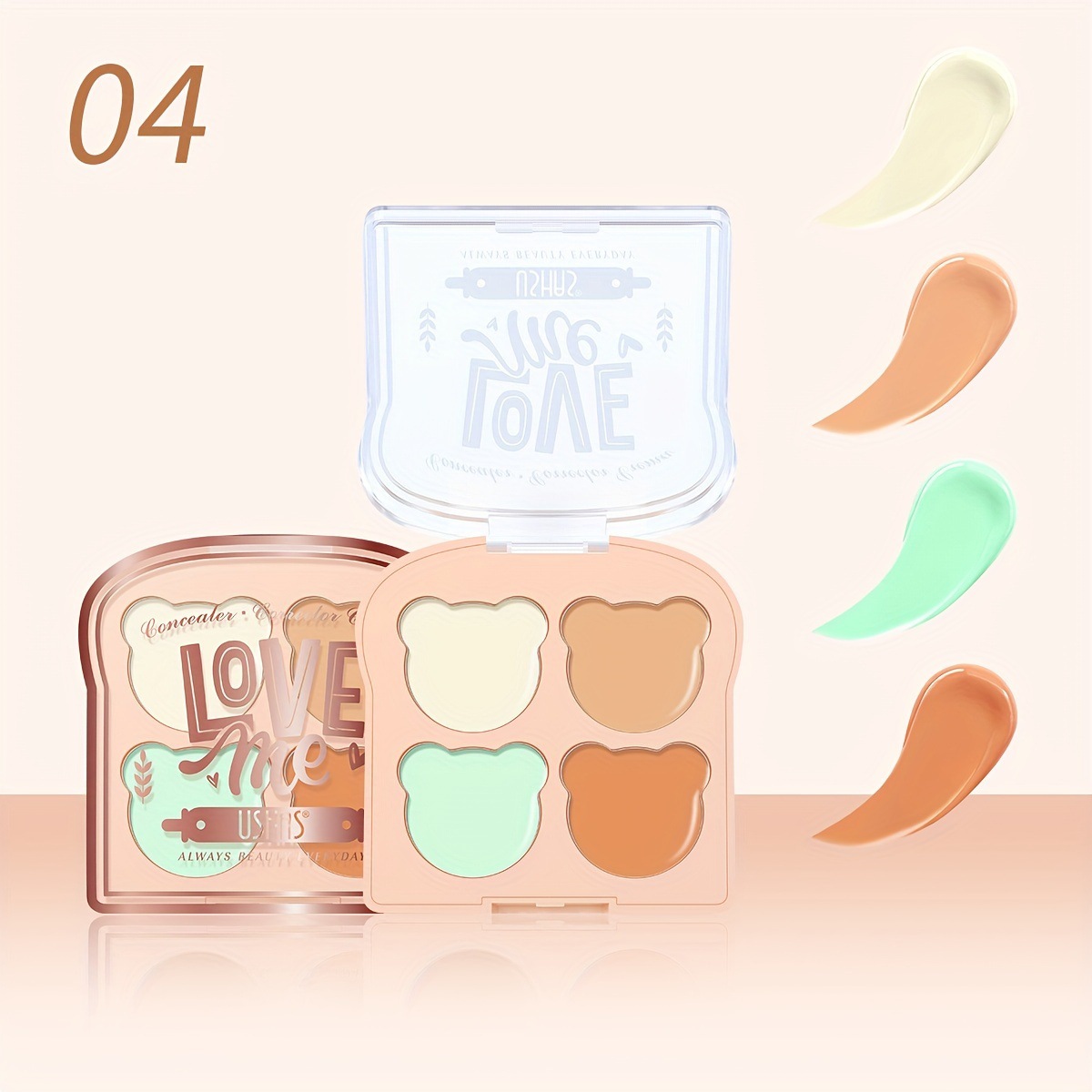 USHAS punto transfronterizo venta caliente concelador de cuatro colores resaltado brillo facial refrescante maquillaje ES4171A + B