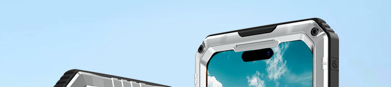 Ốp lưng iPhone 15 Pro Max chống sốc bốn lớp kim loại, chống nước, viền dày silicon mềm — Đen, Đỏ rượu, Vàng sáng, Cam chi tiết 1