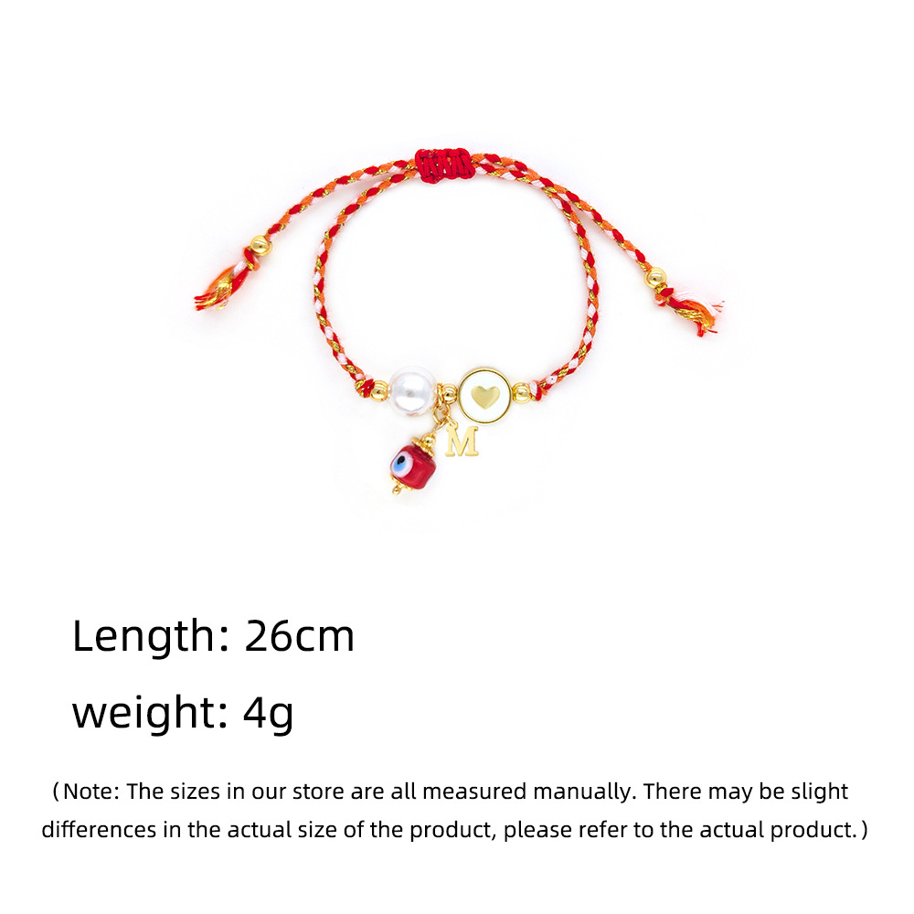 8g Weight Copper Pendant Material Bracelets Classification rope Chain Material Woven Chain Chain Type 1 Piece Quantity Holiday, Banquet, Daily Occasion Glass, Copper Material Letter Pattern Women's Gender Knitting Design Elegant, Lady, Simple Style Style Elegant Lady Simple Style Letter Glass Copper Woven Chain String Bracelets Wholesale 无