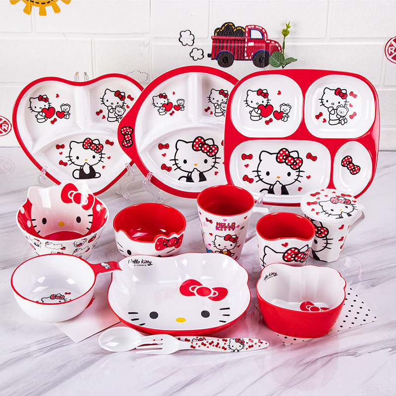Children's Cartoon Tableware Cute Creative Dessert Bowl Hello Kitty Household Dish suit Household Creative Children's Rice Bowl