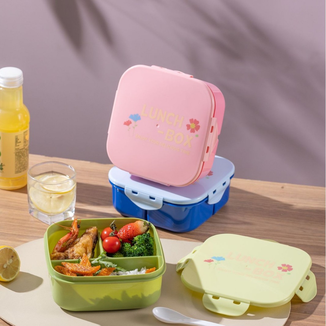 Juego de loncheras portátiles para estudiantes de paja de trigo de estilo japonés