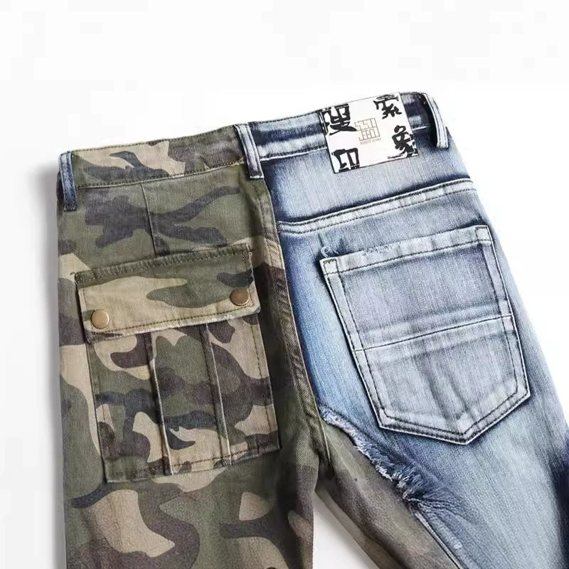 Эластичные кежуалы-camouflage джинсы, коллекция 2023, slim fit