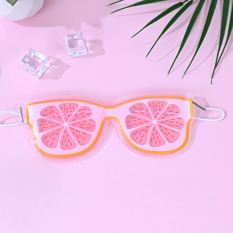 Cuadrado naranja con hielo para ojos