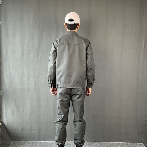 Work clothes men and women set spring and autumn wear-resistant printed words construction site auto repair labor protection suit workshop breathable comfortable factory clothes 