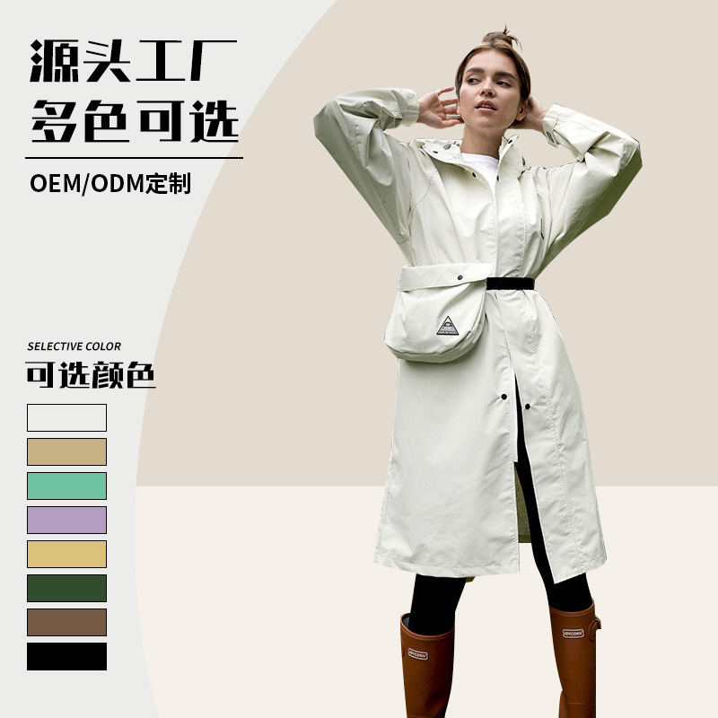 Windbreaker raincoat mid-length full-body rainstorm-proof thickened adult outer wear outdoor hiking portable poncho wholesale