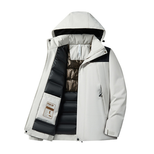 Autumn and winter new couple's cotton-padded jacket, windproof and warm, with graphene lining and stand-up collar, hooded men's cotton-padded jacket.