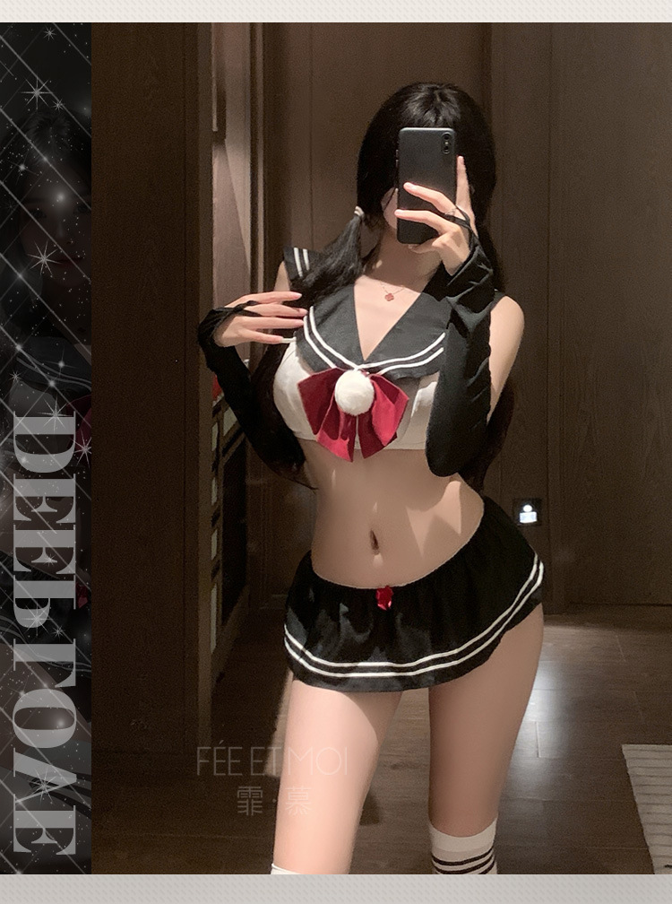Feimu Selects JK Uniform Costume Set with Pleated Skirt, Tie and Thong — detail image 28