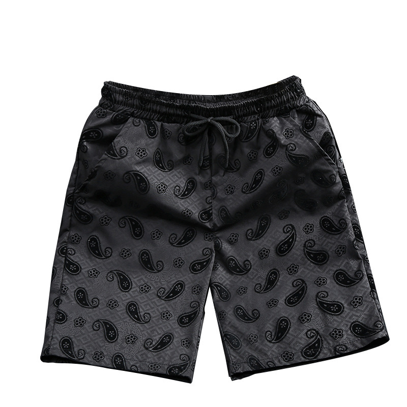 Herren-Badeshorts mit Flockdruck, Sommer, Freizeit, Laufen, Sport, gerades Bein, nicht dehnbar, Polyester, Bademode_voghion.com