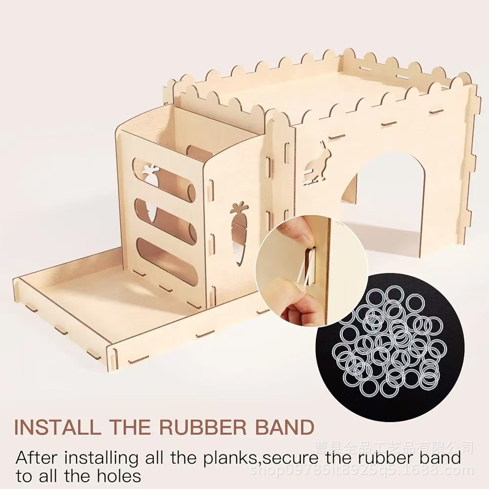 Nido de conejo de madera Casa de refugio para mascotas Túnel Nido de conejillo de indias Nido de conejillo de indias Escondido de conejo enano Castillo de conejo