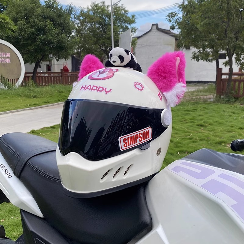 Plush Cat Ear Helmet Decoration Motorcycle Electric Car Accessories Universal