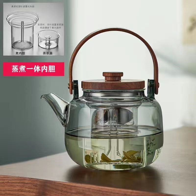 Nueva nuez cocina olla de haz integrado celebridad de Internet resistente al calor olla de vidrio borosilicato resistente a altas temperaturas de cuatro generaciones tetera hirviendo