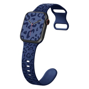 Подходит для Apple Watch S8 ремешок вогнутый Леопардовый принт Бабочка Пряжка 8 слов пряжка силиконовый ремешок для часов