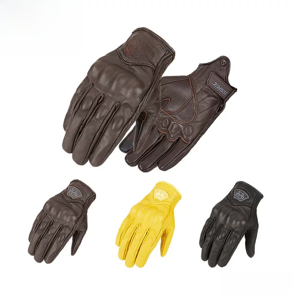 Sspec Motorcycle Riding Gloves Goat Leather Full Finger Knight Racing Motorcycle Anti-Fall Touch Screen Gloves