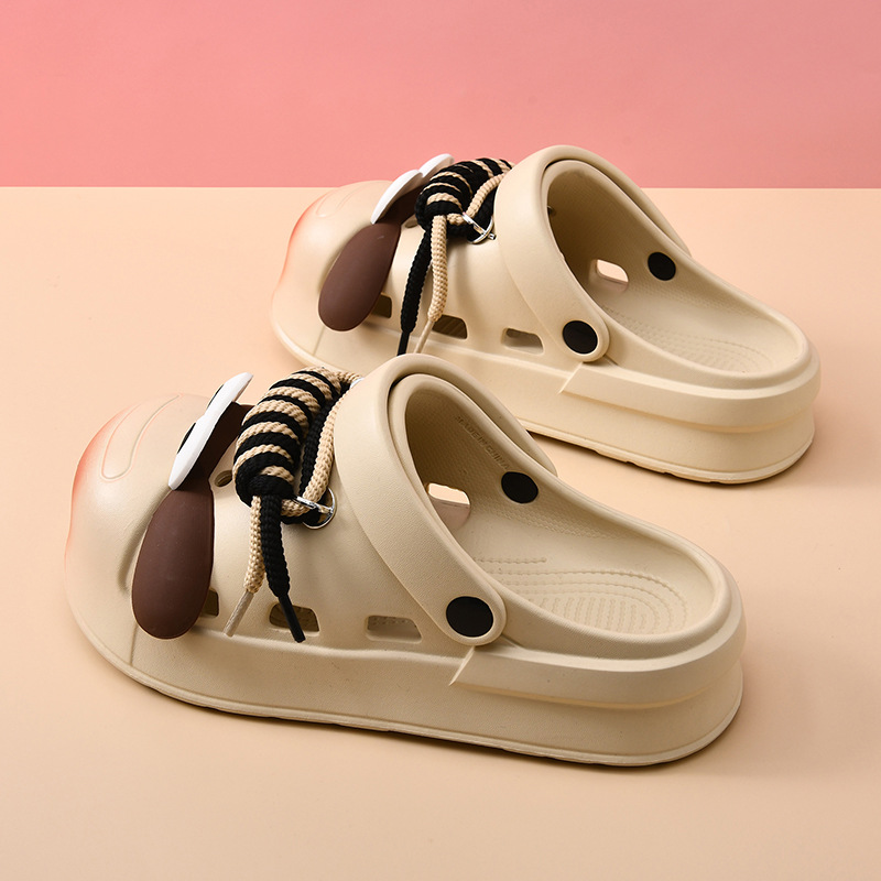 Zapatos con agujeros de suela gruesa, zapatillas antideslizantes de aumento de uso exterior de verano, EVA, desodorante y transpirable, pareja de dibujos animados, arrastre de puntera de playa