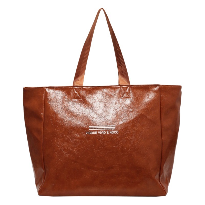 Súper suave bolsa grande de moda elegante color sólido aceite de cera de cuero bolsa de equipaje de corta distancia bolsa de yoga fitness bolsa de deporte