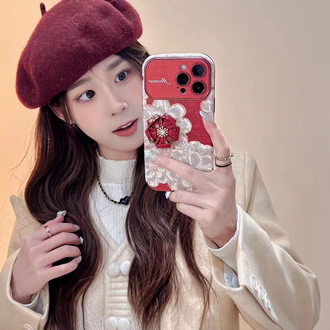 Ins pintura al óleo retro flores tridimensionales para 16ProMax nuevo iPhone 15Pro Apple 13 funda para teléfono móvil 12
