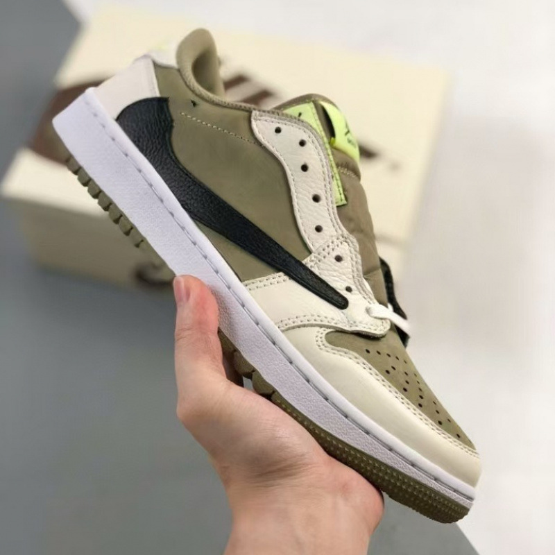 Pure Original High Version Aj1 Low-Top Sneakers Barb 7.0 Canary Yellow Casual Shoes Men's and Women's Sports Shoes Retro Basketball