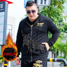 加肥加大男装连帽卫衣开衫拉链超大码外套肥佬胖子秋上衣薄XXXXXL