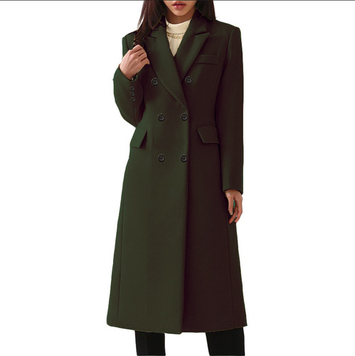 Autumn and winter European long large size woolen coat for women, eBay woolen coat, seven-color eight-size woolen coat