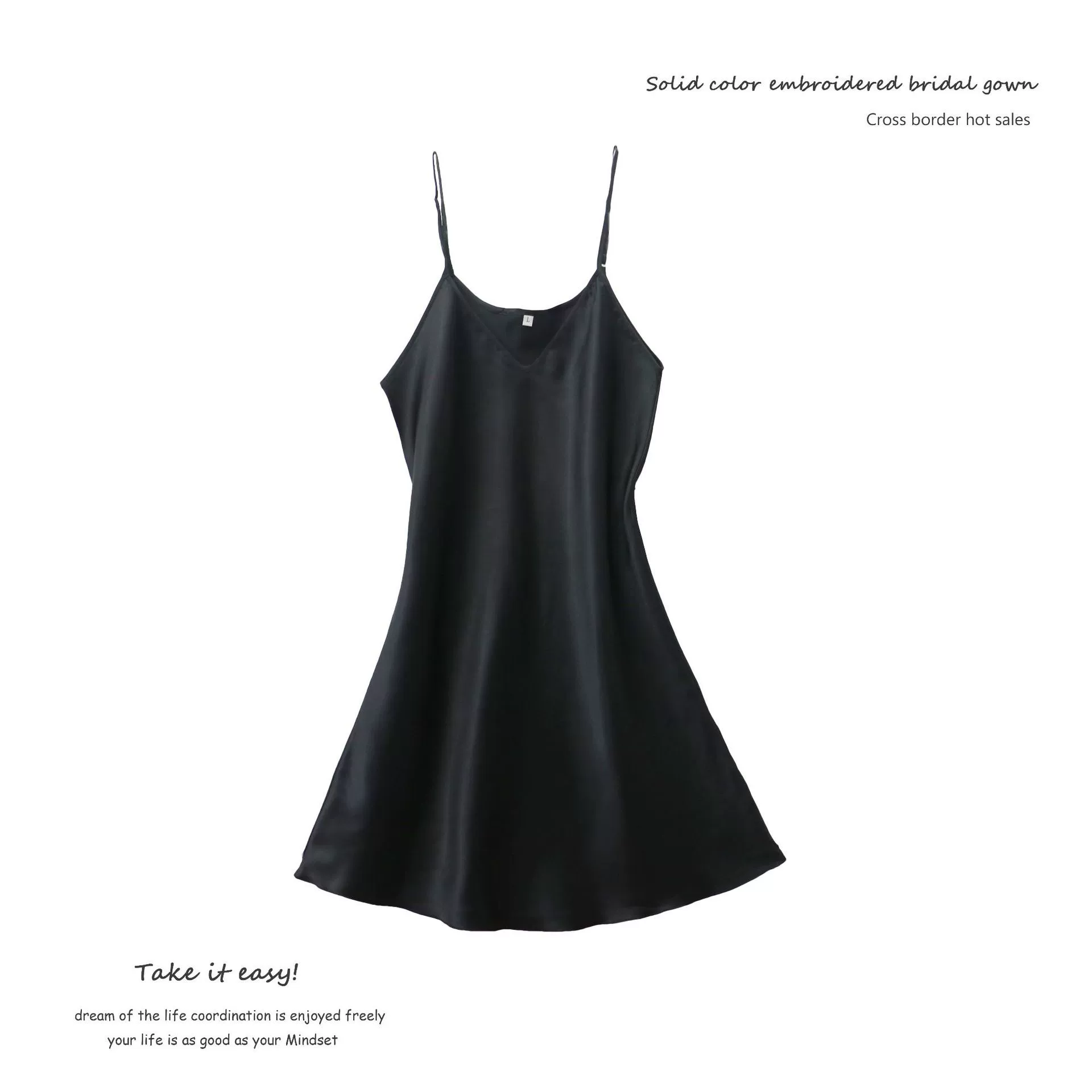 Летняя женская ночная рубашка, тонкая сексуальная пижама из ледяного шелка с открытой спиной и бретельками, которую можно носить на улице, стильная и элегантная, однотонная домашняя одежда больших размеров.