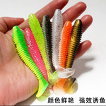 工厂批发  路亚双色散装螺纹T尾软饵软虫铅头钩T尾蛆鲈鱼鳜鱼假饵