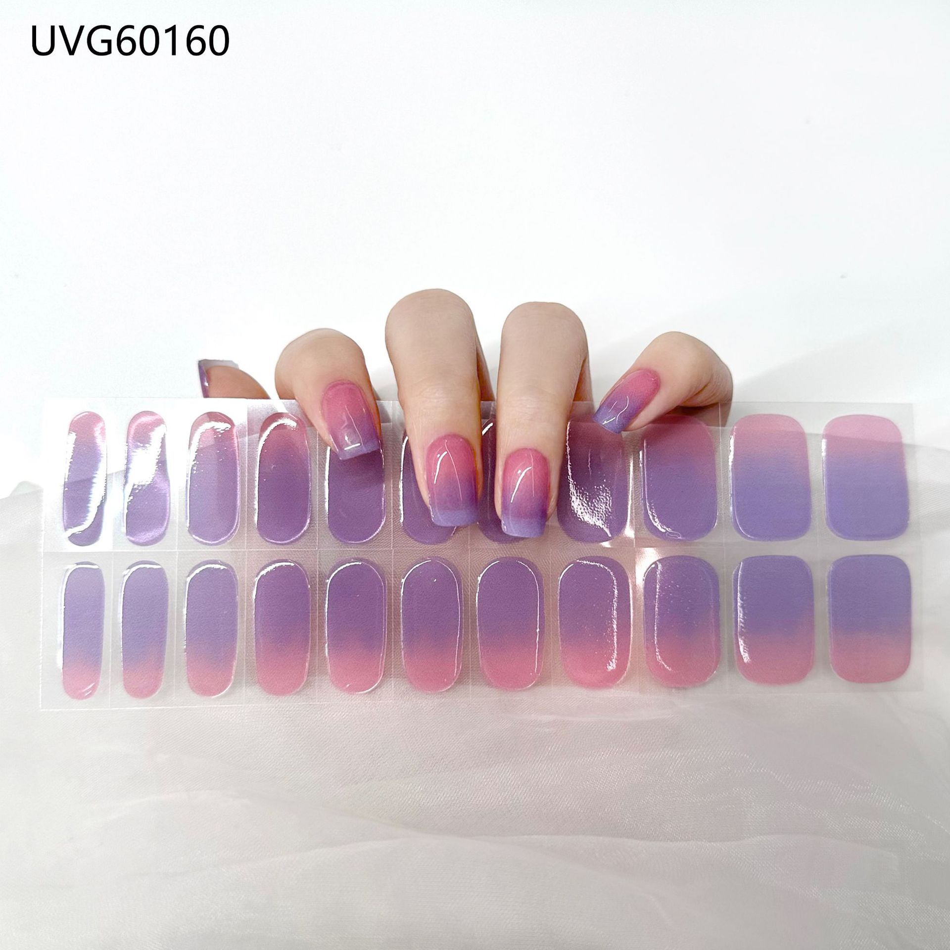 Pegatinas de uñas de gel UV transparentes efecto hielo, semicuradas, con lámina dorada, fototerapia, efecto película de aceite