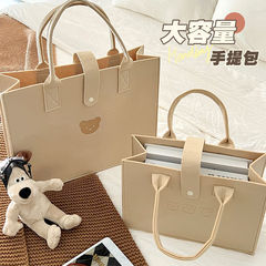 Cartoon Large Capacity Felt Tote Bag Shoulder Bag for Girls Gift Bag Portable Shopping Bag Handbag Indirect