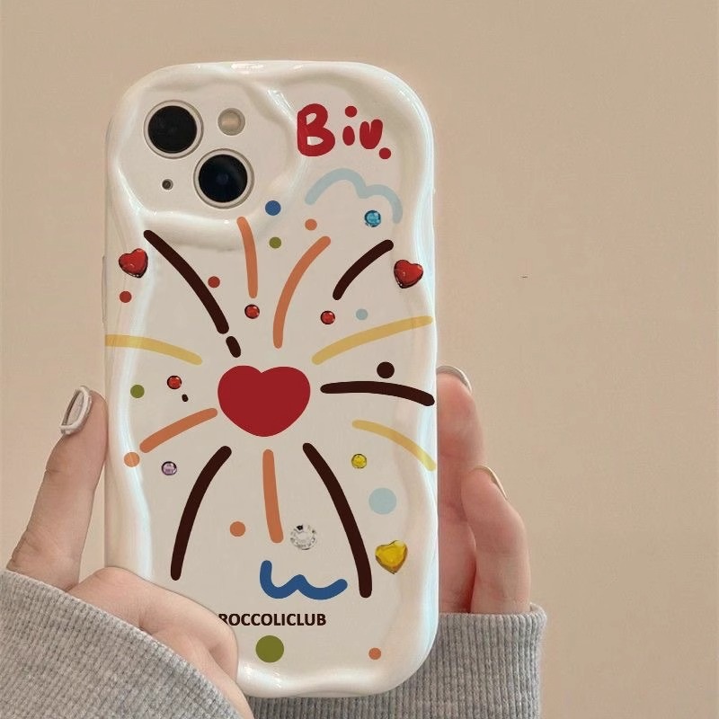 ハートフレイム花火はXiaomi 15PRO携帯電話ケースCIVI3クリームレッドRice Note14クールK70 Extremeに適しています。|undefined