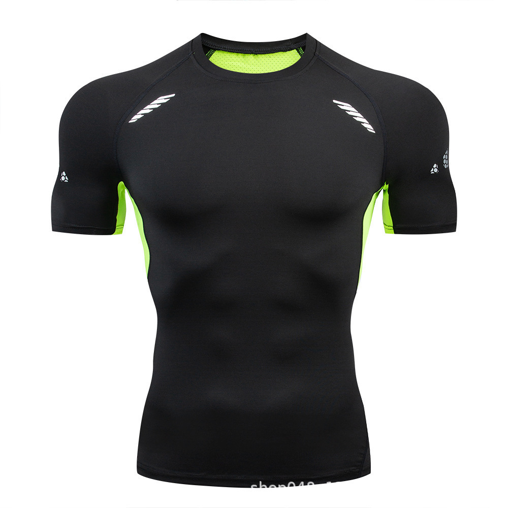 Fitness hombre camiseta de cuello redondo de baloncesto camiseta de fútbol de compresión de manga corta blanco rojo