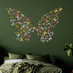 12隻裝金屬質感3D立體鏤空仿真蝴蝶婚慶裝飾客廳臥室背景裝飾牆貼