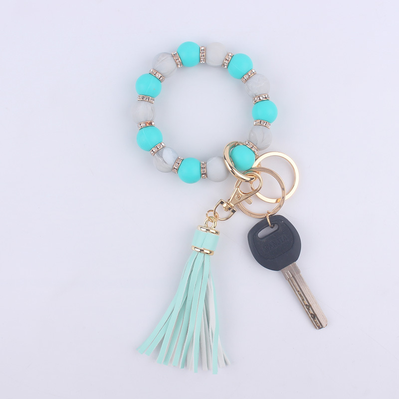 Color Block Pattern Simple Style Artistic Color Block Alloy Silica Gel Beaded Women's Keychain