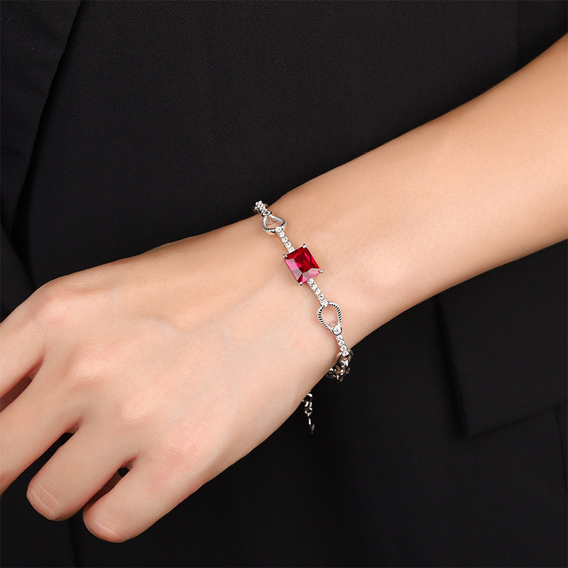 Zhuang Sheng joyería S925 plata simulación color tesoro exquisito retro simple pulsera femenina piedra principal 8*10