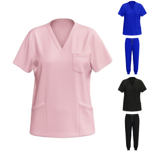 2025 Foreign Trade Hand-washing Clothes Women's Emergency Department Pink Nurse Clothes Amazon Women's Clothing European and American Cross-border Medical Uniform