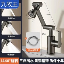 304不锈钢万象旋转机械臂厨房冷热两用水龙头家用双孔头1台盆