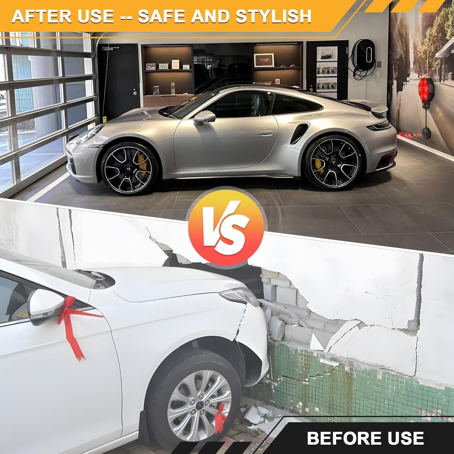 Adjustable Garage Parking Sensor Aid with Led Indicator Dual Power Rotary Connector