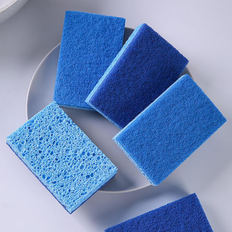 Transfronterizo en forma de S pulpa de madera azul algodón esponja para lavar platos esponja de pulpa de madera cocina lavavajillas esponja bloque cepillo tazón Amazon