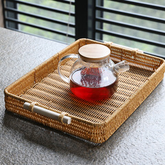 Japanese-style living room tray tea tray home fruit basket bread plate snack basket imitating wicker bathroom desk storage basket