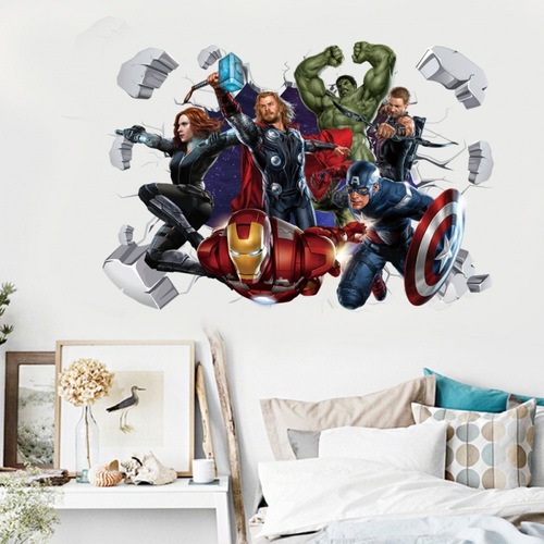 Marvel Sticker 3D Avengers Break Wall Hulk Wall Sticker for Living Room Bedroom Decor Wall Decal Sticker
