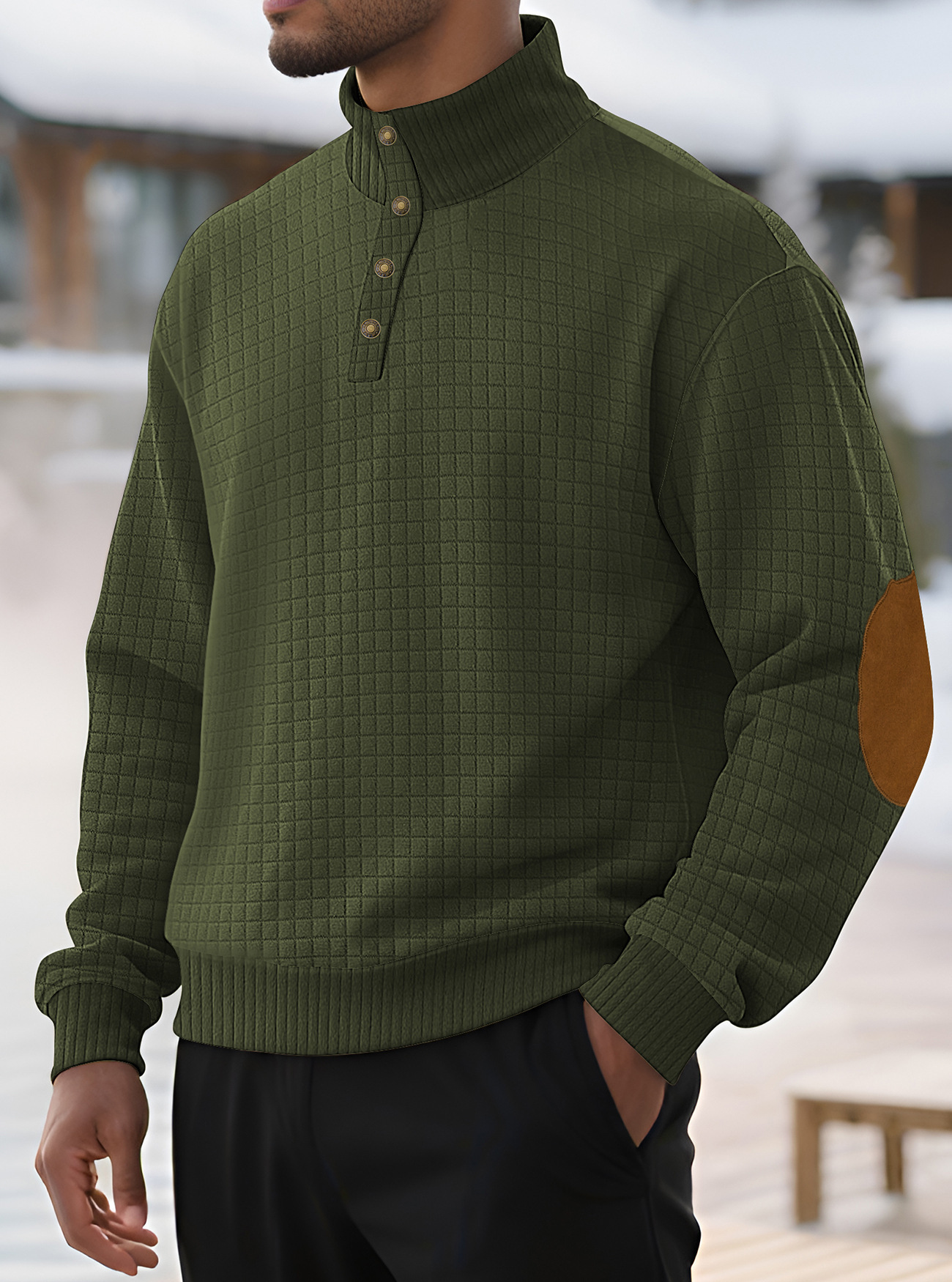 Nuevo otoño transfronterizo nuevo tamaño europeo para hombres Jacquard cuello pequeño jersey de punto chaqueta casual jersey Henry