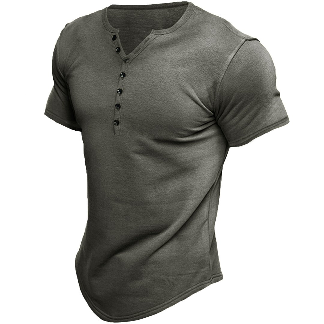 Men's Solid Color Simple Style Standing Collar Short Sleeve Loose Men's T-shirt display picture 3