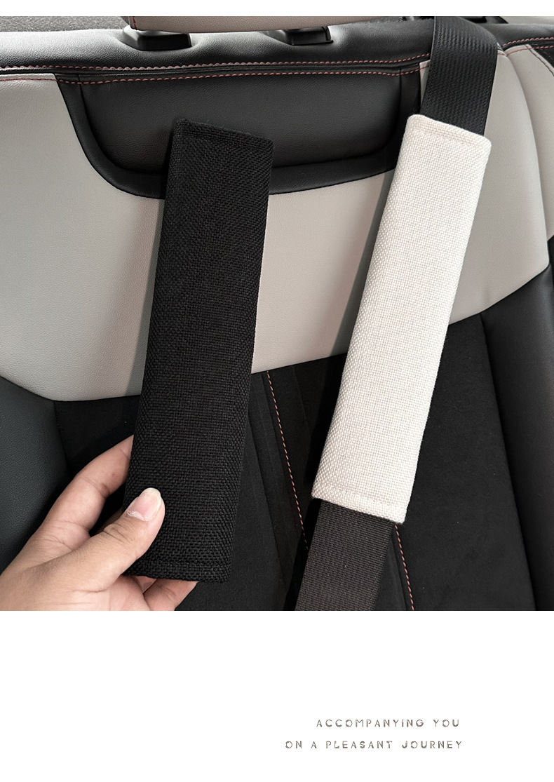 Cross-Border Car Seat Belt Shoulder Protector, Universal Cotton and Linen Car Seat Belt Protective Cover for All Seasons, Car Shoulder Protector