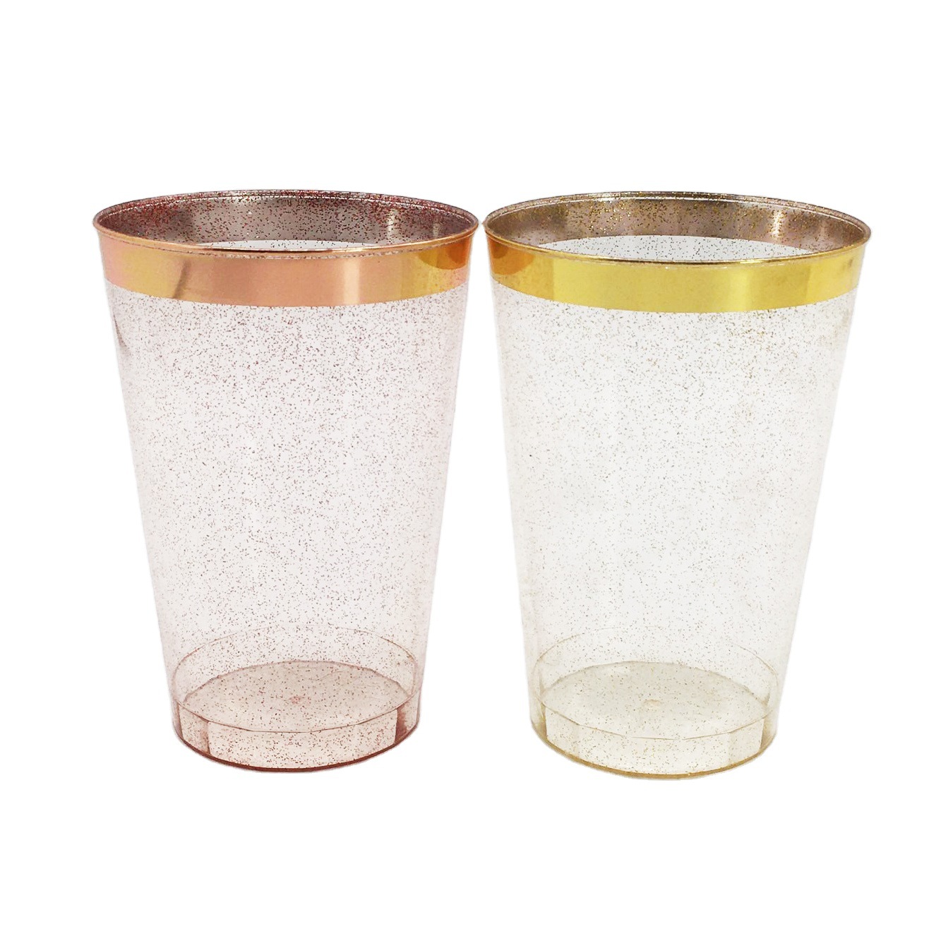 Fábrica al por mayor 12oz taza de plástico rosa de oro rosa Phnom Penh desechable banquete de boda Taza de borde de plata image 3
