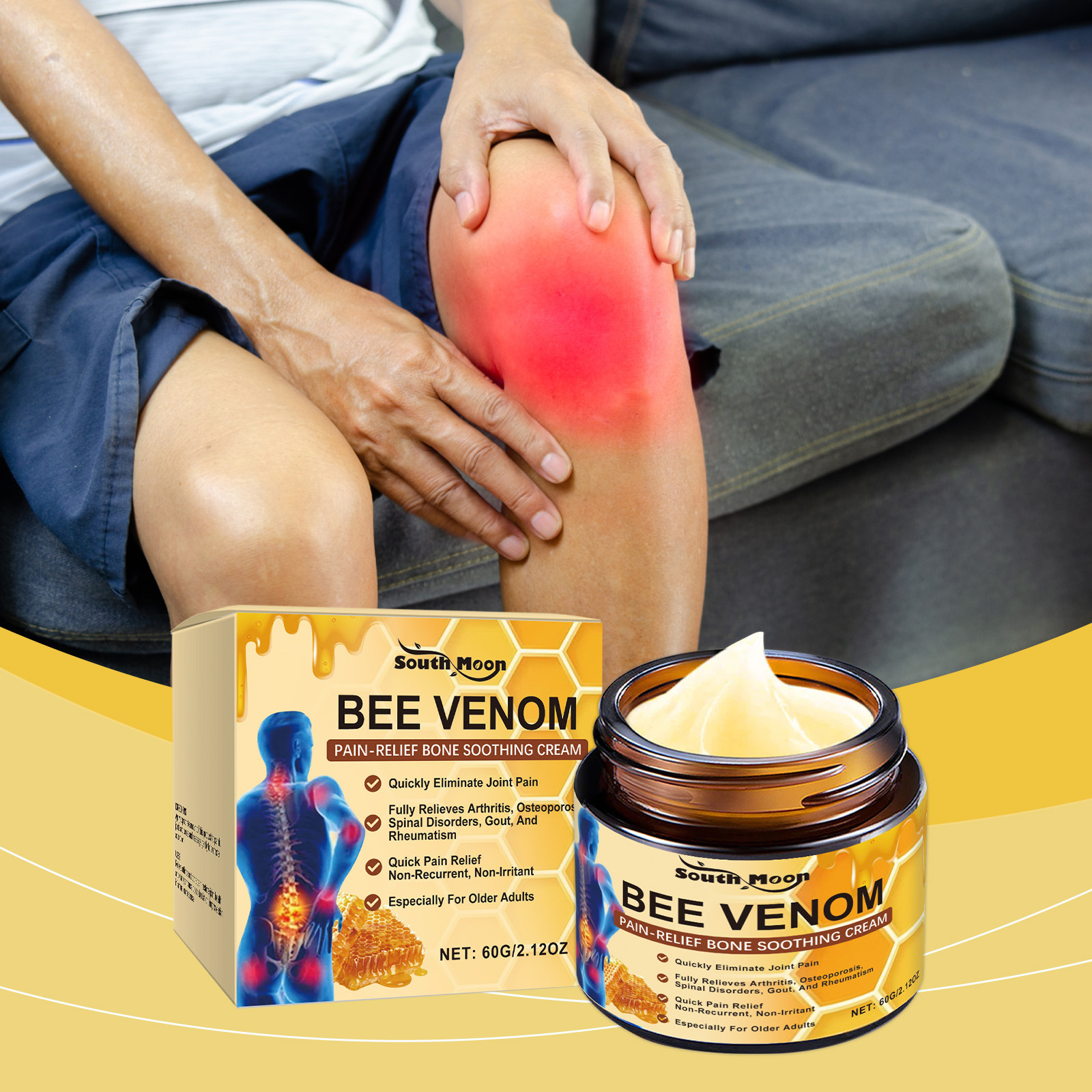 South Moon Bee Venom Joint Care Cream Is a Portable Massage Cream for External Application to Relieve Joint Discomfort