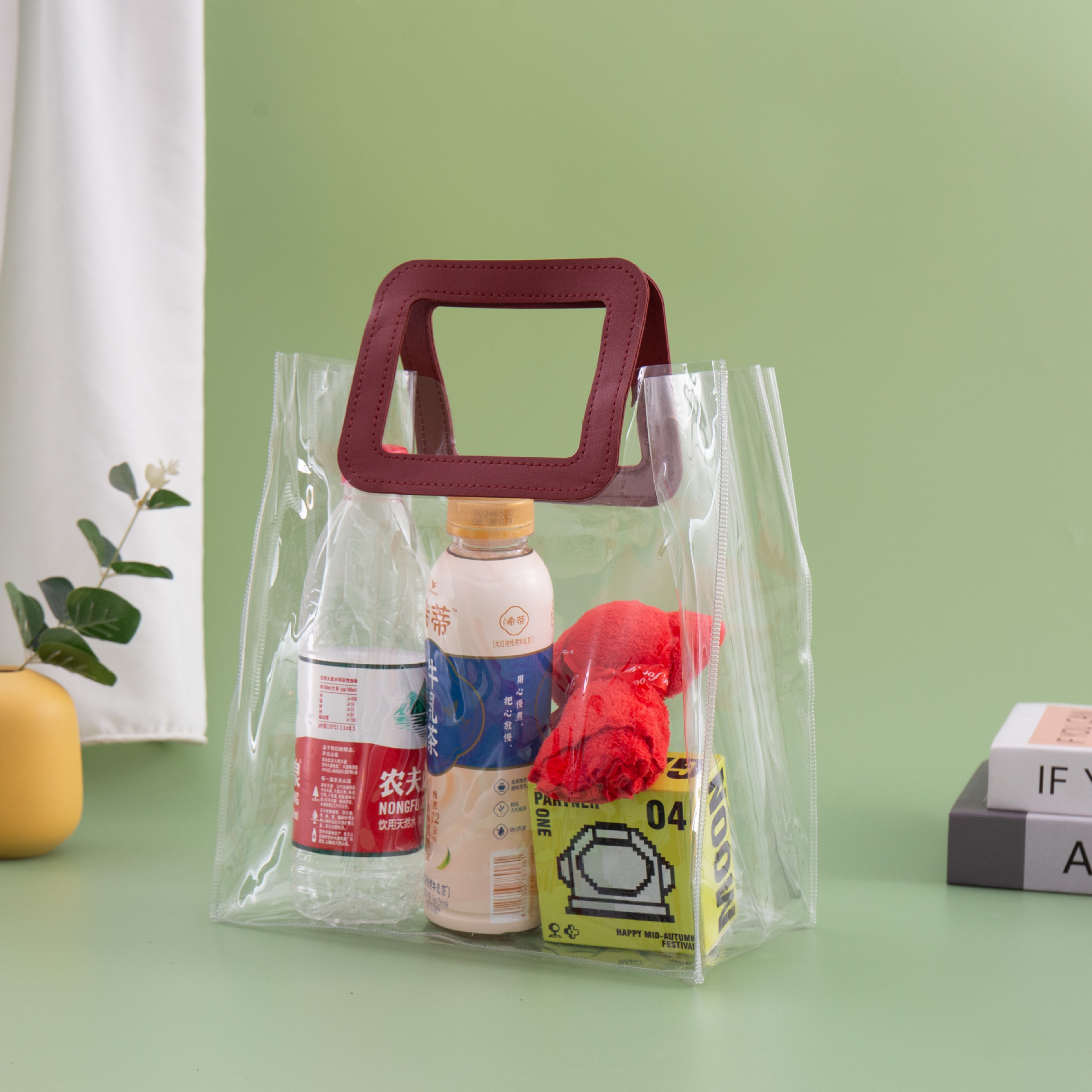 透明PVC手提袋教师女神节日幻彩镭射袋礼品塑料袋装喜糖铺情人节