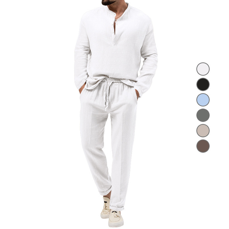 Monochrome Man- Cross-Border Foreign Trade Bestseller 2026 Spring Autumn Men's Solid Color Casual T-Shirt Long-Sleeve Shirt And_voghion.com